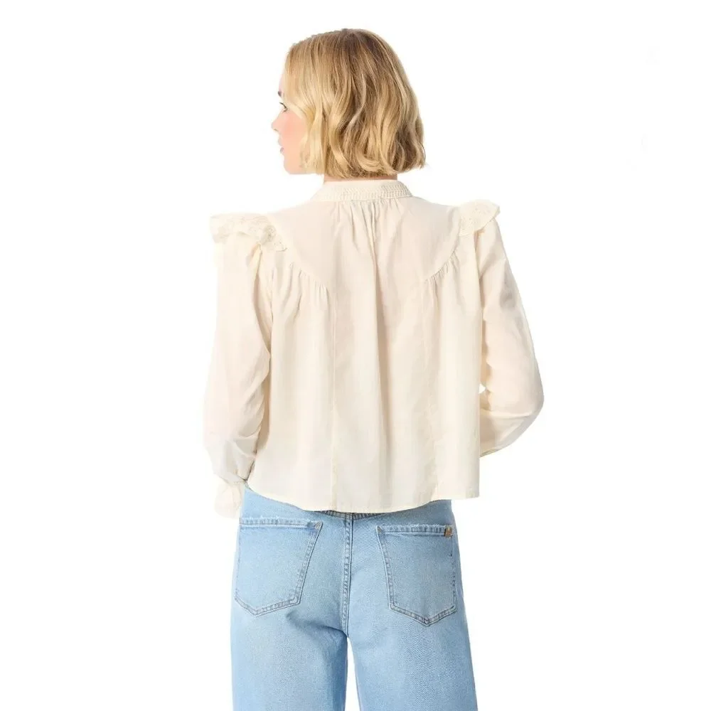 Women’s Lightweight Arista Ruffle Long Sleeve Shirt Blouse Size XS - Picture 8 of 10